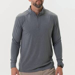 NEW BURLEBO performance quarter zip sweater in dark heather grey